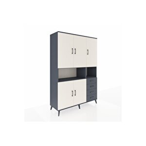 Hyperion Dolap 7 Raflı 4 Çekmeceli 5 Kapaklı 132x44x195 Antrasit-aytaşı/antrasit