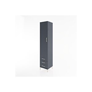 Hyperion Dolap 5 Raflı 3 Çekmeceli Tek Kapaklı 44x44x221 Antrasit-antrasit