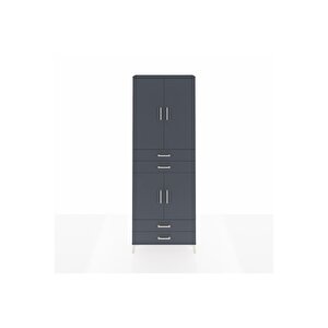 Arges Dolap 5 Raflı 4 Çekmeceli 4 Kapaklı 88x30x243 Antrasit-antrasit