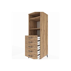 Kronos Dolap 3 Raflı 5 Çekmeceli 60x59x182 Çam-çam