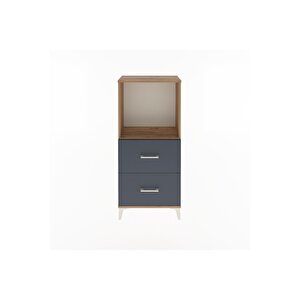 Arges Dolap Tek Raflı 2 Çekmeceli 60x30x134 Çam-antrasit