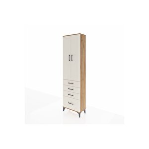 Arges Dolap 2 Raflı 4 Çekmeceli Tek Askılı 60x30x221 Çam-aytaşı
