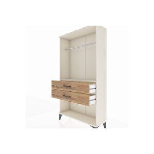 Arges Dolap Tek Raflı 2 Çekmeceli Tek Askılı 88x30x163 Aytaşı-çam