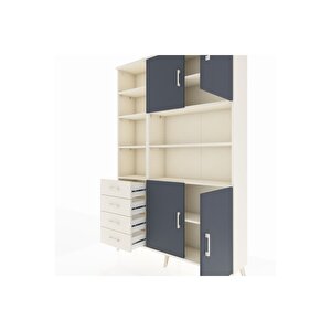 Arges Dolap 9 Raflı 4 Çekmeceli 4 Kapaklı 132x30x195 Aytaşı-antrasit/aytaşı