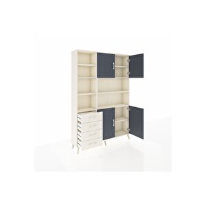 Arges Dolap 9 Raflı 4 Çekmeceli 4 Kapaklı 132x30x195 Aytaşı-antrasit/aytaşı