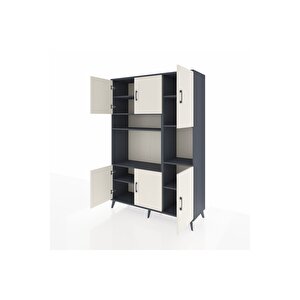 Hyperion Dolap 9 Raflı 6 Kapaklı 132x44x195 Antrasit-aytaşı/antrasit