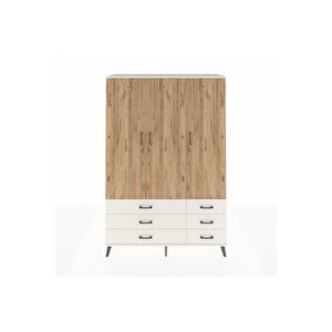 Hyperion Dolap 5 Raflı 6 Çekmeceli Tek Askılı 132x44x195 Aytaşı-çam/aytaşı