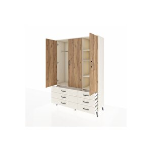 Hyperion Dolap 5 Raflı 6 Çekmeceli Tek Askılı 132x44x195 Aytaşı-çam/aytaşı