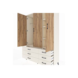Hyperion Dolap 5 Raflı 6 Çekmeceli Tek Askılı 132x44x195 Aytaşı-çam/aytaşı