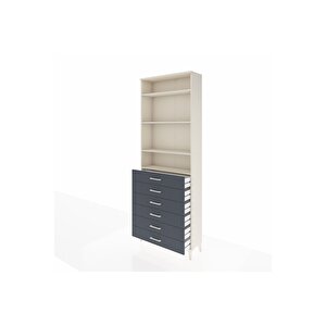 Arges Dolap 4 Raflı 6 Çekmeceli 88x30x243 Aytaşı-antrasit