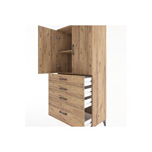 Hyperion Dolap 2 Raflı 4 Çekmeceli 2 Kapaklı 88x44x182 Çam-çam
