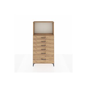 Arges Dolap Tek Raflı 6 Çekmeceli 88x30x182 Çam-çam