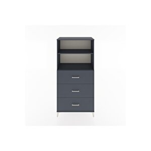 Hyperion Dolap 2 Raflı 3 Çekmeceli 88x44x182 Antrasit-antrasit