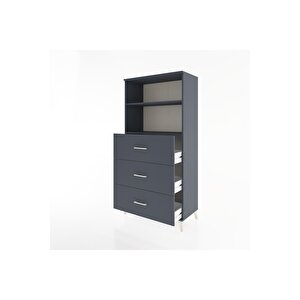 Hyperion Dolap 2 Raflı 3 Çekmeceli 88x44x182 Antrasit-antrasit