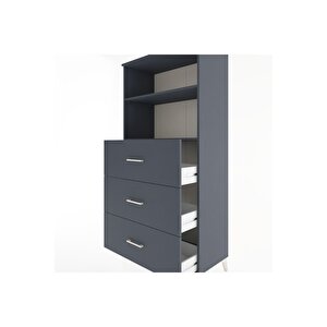 Hyperion Dolap 2 Raflı 3 Çekmeceli 88x44x182 Antrasit-antrasit