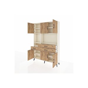 Arges Gardrop 9 Raflı 3 Çekmeceli 6 Kapaklı 132x30x195 Aytaşı-çam