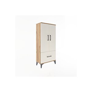 Arges Dolap 2 Raflı Tek Çekmeceli 2 Kapaklı 60x30x134 Çam-aytaşı