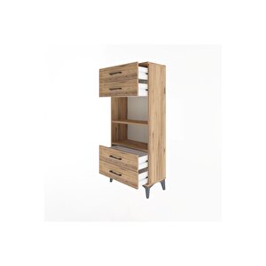 Arges Dolap 2 Raflı 4 Çekmeceli 60x30x134 Çam-çam