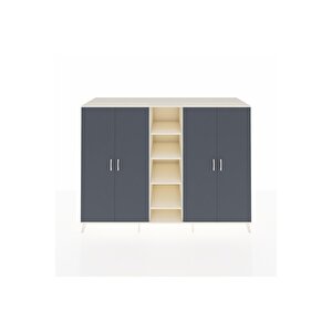 Kronos Dolap 12 Raflı 4 Kapaklı 220x59x163 Aytaşı-antrasit/aytaşı