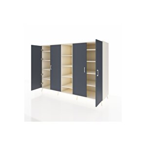 Kronos Dolap 12 Raflı 4 Kapaklı 220x59x163 Aytaşı-antrasit/aytaşı