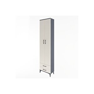 Arges Dolap 5 Raflı 2 Çekmeceli 2 Kapaklı 60x30x243 Antrasit-aytaşı