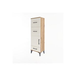 Arges Dolap Tek Raflı 3 Çekmeceli Tek Kapaklı 44x30x134 Çam-aytaşı