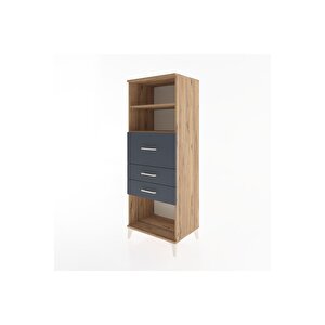 Hyperion Dolap 2 Raflı 3 Çekmeceli 60x44x163 Çam-antrasit