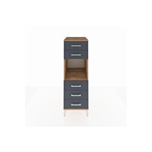 Kronos Dolap Tek Raflı 5 Çekmeceli 44x59x134 Çam-antrasit
