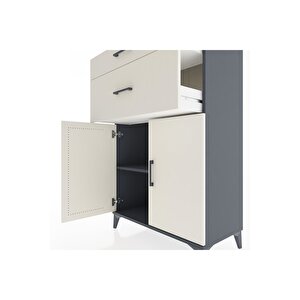 Hyperion Dolap Tek Raflı 2 Çekmeceli 2 Kapaklı 88x44x134 Antrasit-aytaşı