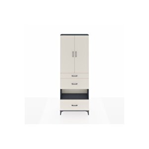 Arges Dolap 4 Raflı 3 Çekmeceli 2 Kapaklı 88x30x243 Antrasit-aytaşı