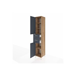 Hyperion Dolap 4 Raflı 2 Çekmeceli 2 Kapaklı 44x44x243 Çam-antrasit