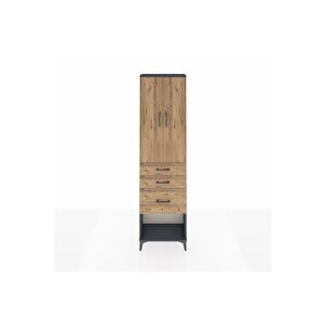 Arges Dolap 3 Raflı 3 Çekmeceli 2 Kapaklı 60x30x221 Antrasit-çam