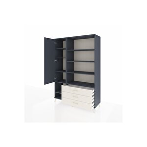 Hyperion Dolap 9 Raflı 3 Çekmeceli Tek Kapaklı  132x44x195 Antrasit-antrasit/aytaşı