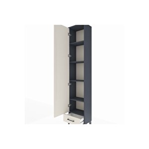 Arges Dolap 5 Raflı Tek Çekmeceli Tek Kapaklı 44x30x221 Antrasit-aytaşı