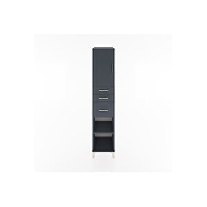 Hyperion Dolap 3 Raflı 3 Çekmeceli Tek Kapaklı 44x44x221 Antrasit-antrasit