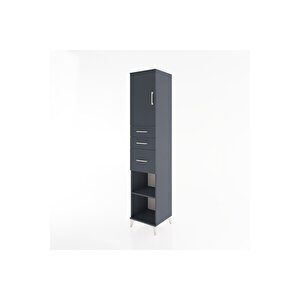 Hyperion Dolap 3 Raflı 3 Çekmeceli Tek Kapaklı 44x44x221 Antrasit-antrasit