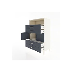 Hyperion Dolap 2 Raflı 4 Çekmeceli 2 Kapaklı 88x44x134 Aytaşı-antrasit