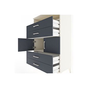 Hyperion Dolap 2 Raflı 4 Çekmeceli 2 Kapaklı 88x44x134 Aytaşı-antrasit