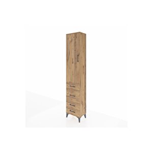 Arges Dolap 3 Raflı 4 Çekmeceli Tek Kapaklı 44x30x221 Çam-çam