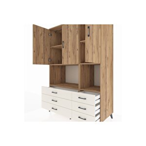 Kronos Dolap 6 Raflı 6 Çekmeceli 3 Kapaklı 132x59x195 Çam-çam/aytaşı