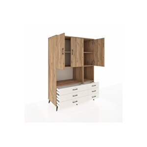 Kronos Dolap 6 Raflı 6 Çekmeceli 3 Kapaklı 132x59x195 Çam-çam/aytaşı
