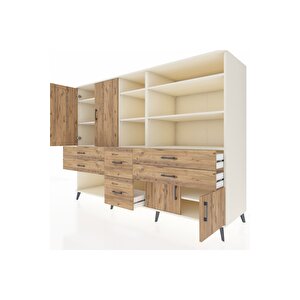 Kronos Dolap 10 Raflı 6 Çekmeceli 4 Kapaklı 220x59x163 Aytaşı-çam