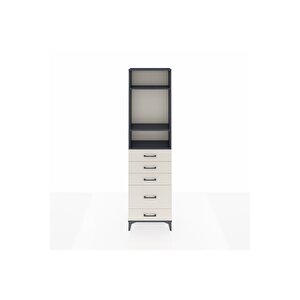 Arges Dolap 3 Raflı 5 Çekmeceli 60x30x221 Antrasit-aytaşı