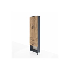 Arges Dolap 3 Raflı 2 Çekmeceli 2 Kapaklı 60x30x221 Antrasit-çam