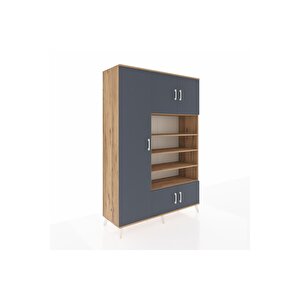 Hyperion Dolap 10 Raflı 5 Kapaklı 132x44x195 Çam-antrasit/çam