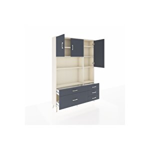 Arges Gardrop 8 Raflı 5 Çekmeceli 3 Kapaklı 132x30x195 Aytaşı-antrasit