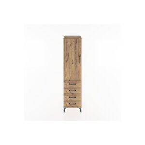 Hyperion Dolap Tek Raflı 4 Çekmeceli Tek Askılı 44x44x182 Çam-çam