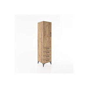 Hyperion Dolap Tek Raflı 4 Çekmeceli Tek Askılı 44x44x182 Çam-çam