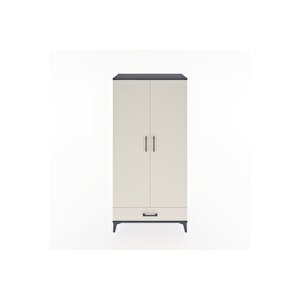 Hyperion Dolap 4 Raflı Tek Çekmeceli 2 Kapaklı 88x44x182 Antrasit-aytaşı