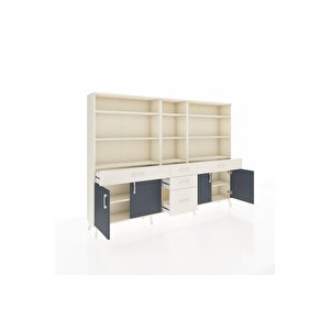 Arges Dolap 11 Raflı 5 Çekmeceli 4 Kapaklı 220x30x163 Aytaşı-antrasit/aytaşı